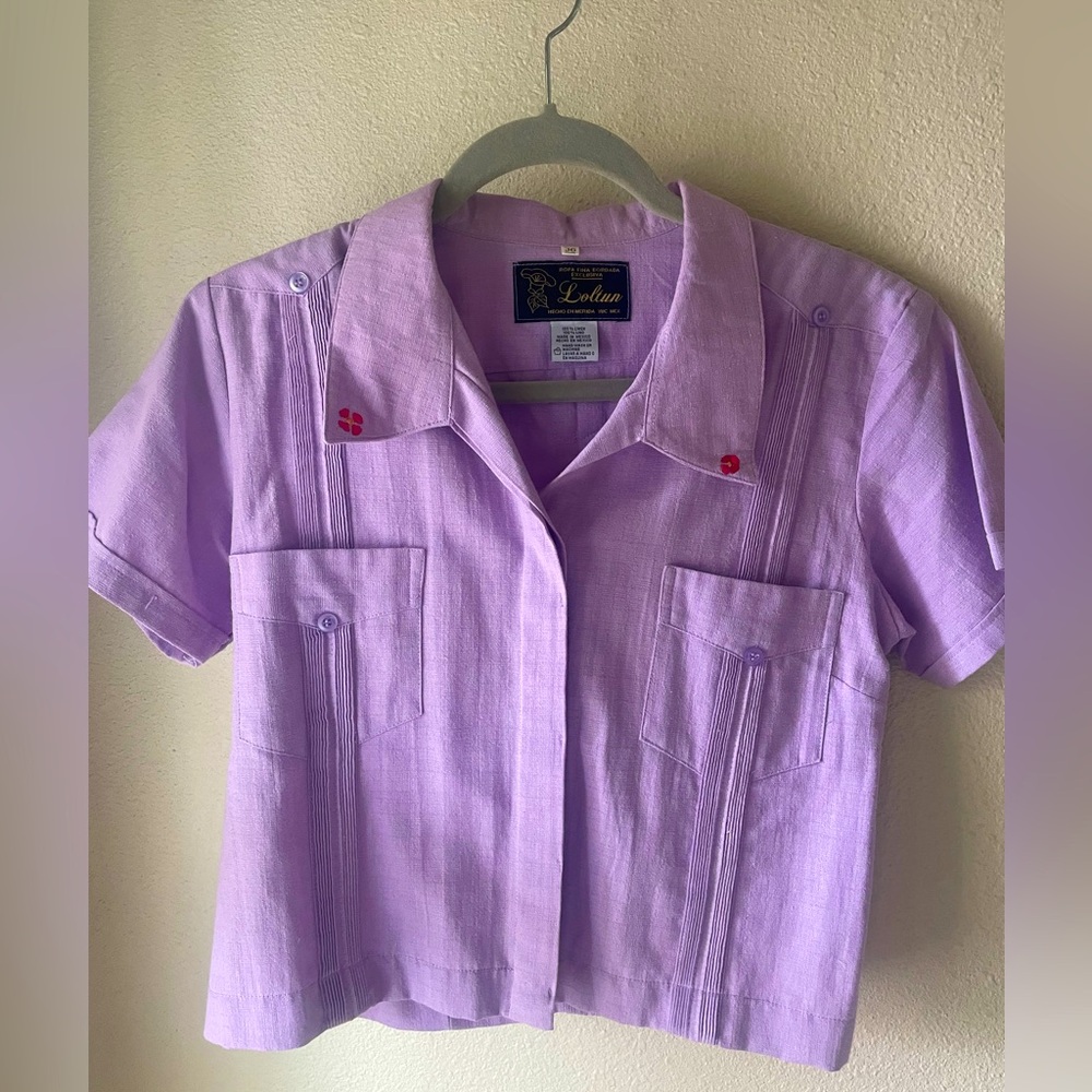 Crop button up in lilac /light purple size S